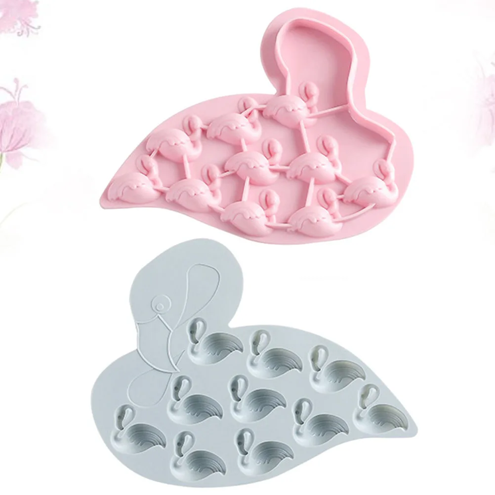 

2Pcs Flamingo Ice Cube Mold Silicone Tray Creative Design for Home Bar Use Easy Demould Fill with Baby Food Water Fruits Blue