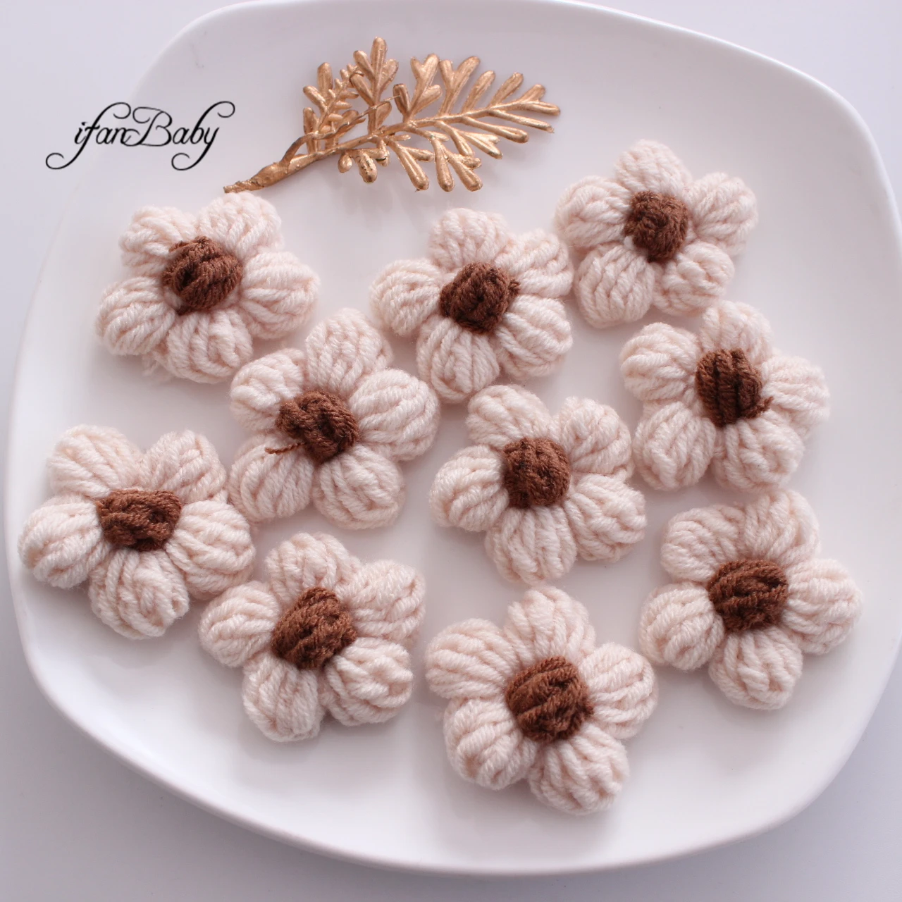 Cute Hand-knitted Hair Flower Applique Crochet Flower For DIY Kids Girl Hair Clip Hat Headwear Crafts Patches