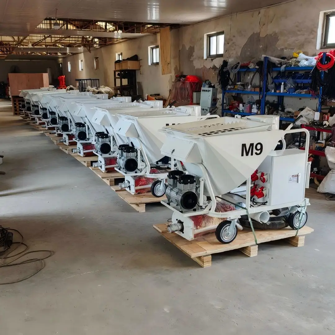 High Efficiency M9 Gypsum Sprayer Automatic Pump Plaster Machine Large Hopper Wall Render Mortar Spraying Construction Tool