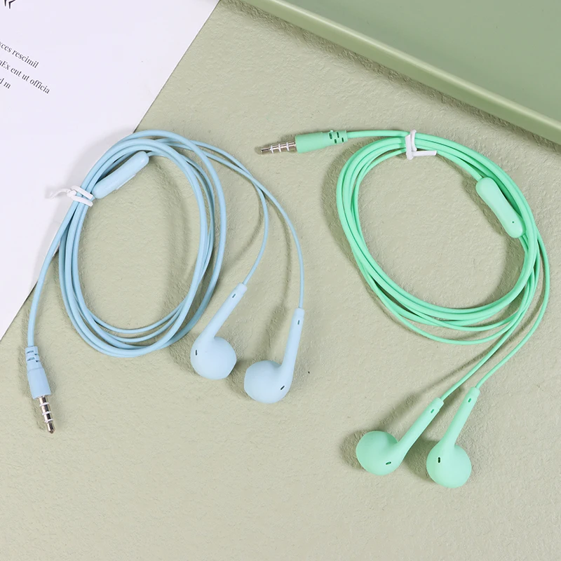 Universal 3.5mm Stereo In-Ear Frosting Headphones Sport Music Earbud Wired Headset Earphones With Mic For Xiaomi Huawei Samsung