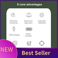 9 In 1 Portable Air Quality Meter PM2.5 PM10 CO CO2 TVOC HCHO AQI Temperature Humidity Tester Color Screen, White Easy Install