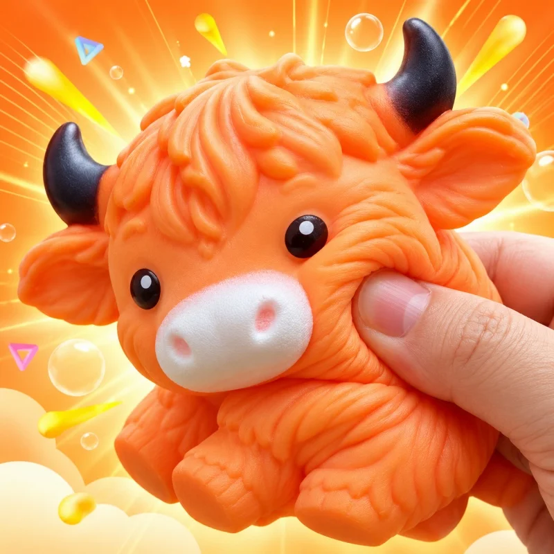 Generic Highland Cow Squishy Toy Tpr Scented Stress Relief Squeeze Fidget Toy For Adult Party Desktop Decoration