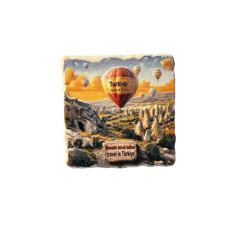 تركيا، مشهد بالون الهواء الساخن، لوحة يدوية، راتينج ثلاثي الأبعاد، ديكور المطبخ، ملصق مغناطيسي للثلاجة