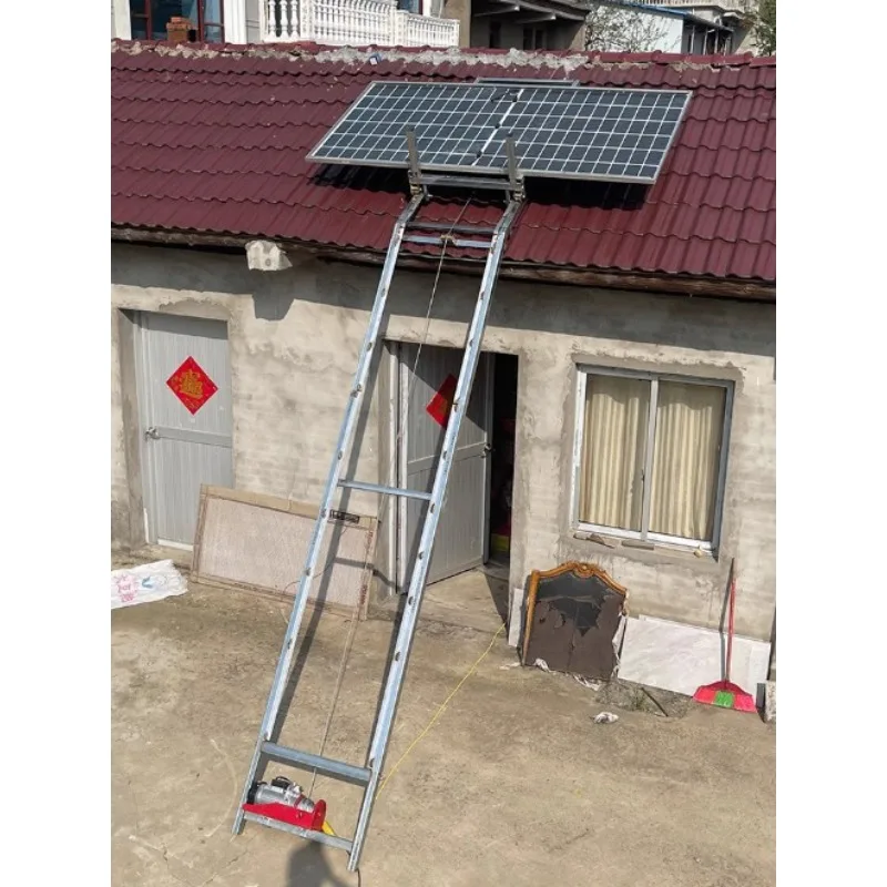 New sloping roof glazed tile cloud ladder lift photovoltaic panel doors and windows automatic turning ladder