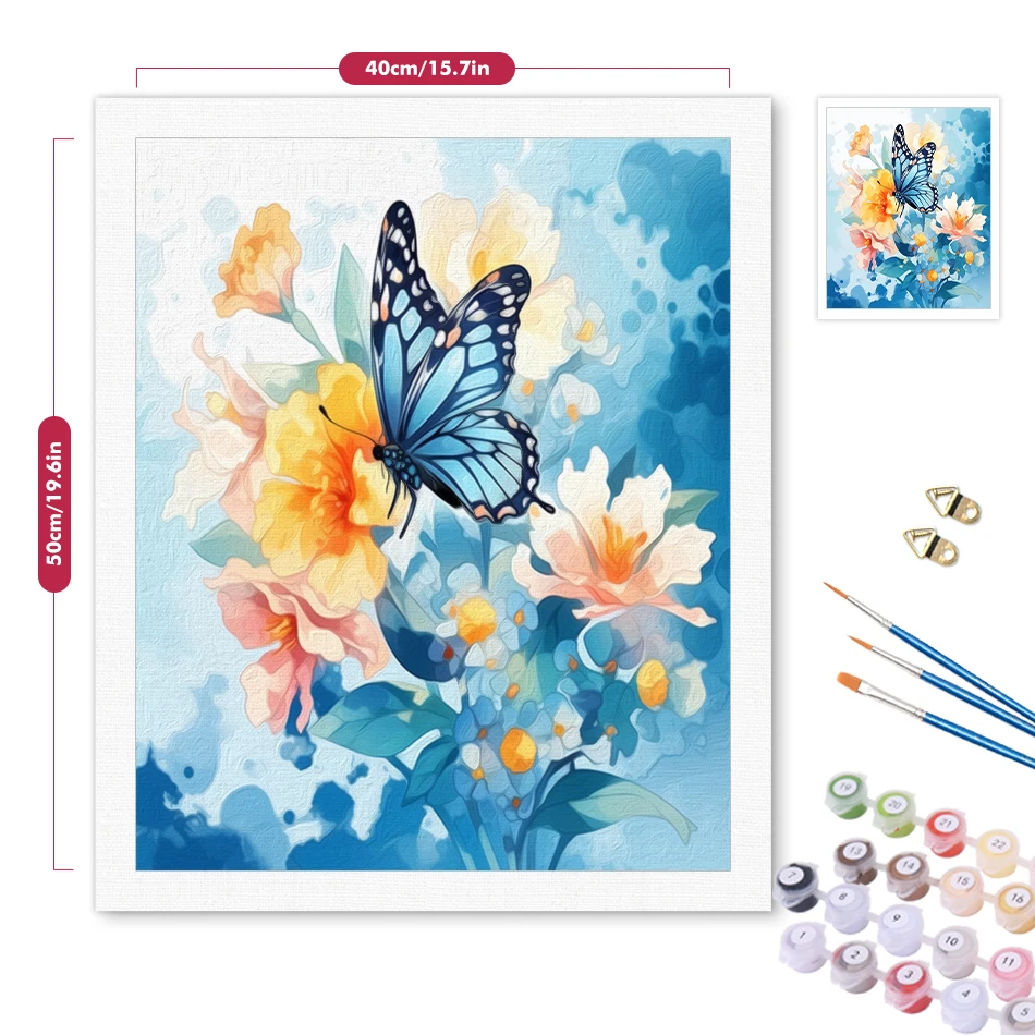 لوحة RUOPOTY حسب الرقم للبالغين، رسم فراشة ملونة، دهانات أكريليك، هدايا حرفية، مستلزمات فنية، رسم صور، ديكور منزلي #3