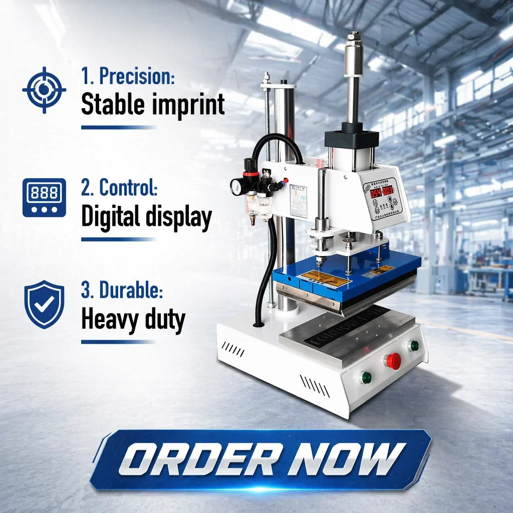 20x30cm Semi-Automatic Pnmatic Heat Press hine for Garment Use New 3D Fric Leather Embossing & Hot Stamping hine