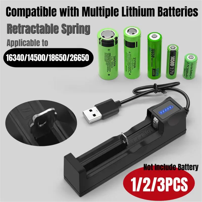 

18650/26650/14500 Charger 4.2V Li-ion Battery Charger USB Universal Smart 1 Slot Charger Lithium Batteries Charging Adapter