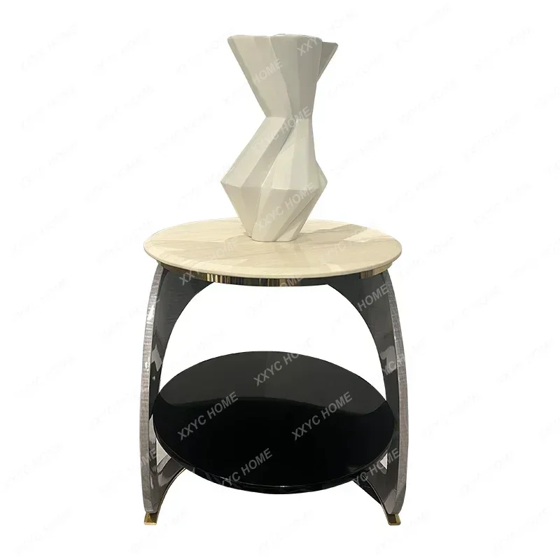 light luxury marble coffee table villa living room oval coffee table TV cabinet