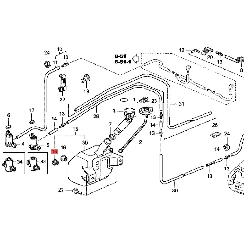 Suitable for 2007 Ho nd aA cc or dS po rt ag ea nd Ci vi c Wiper water storage tank liner Front water spray motor rubber ring