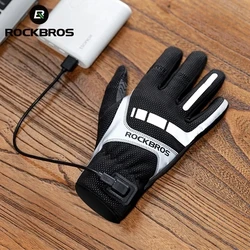 ROCKBROS Warm Bicycle Women Men's Gloves Winter SBR Touch Screen USB Heated Gloves Windproof Plam Breathable Moto E-bike Gloves