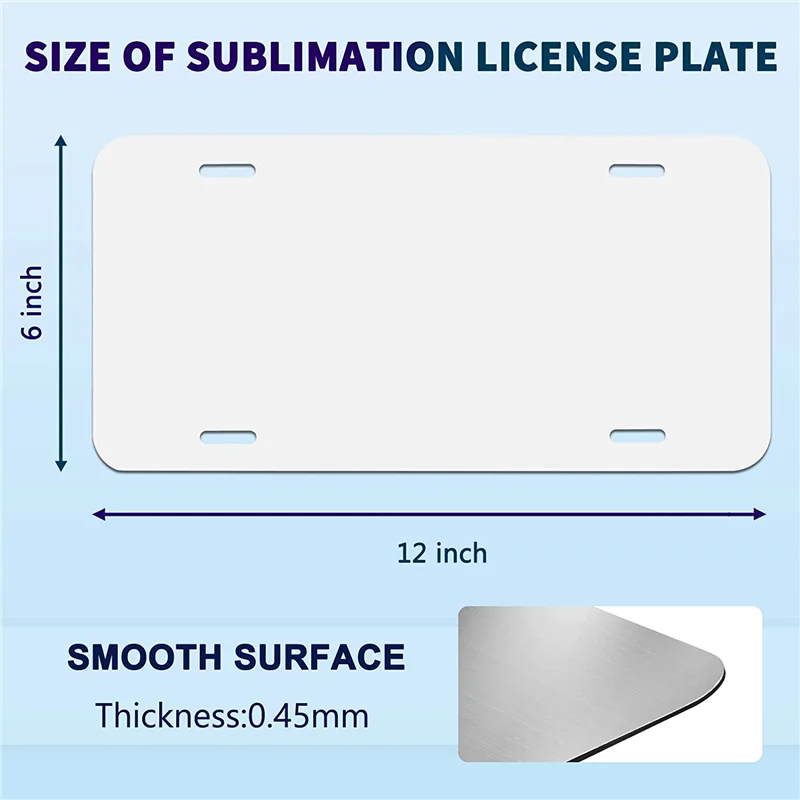 14Piece Sublimation License Plate Blanks, Automotive Sublimation License Plates Tag Thickness 0.65Mm Metal White