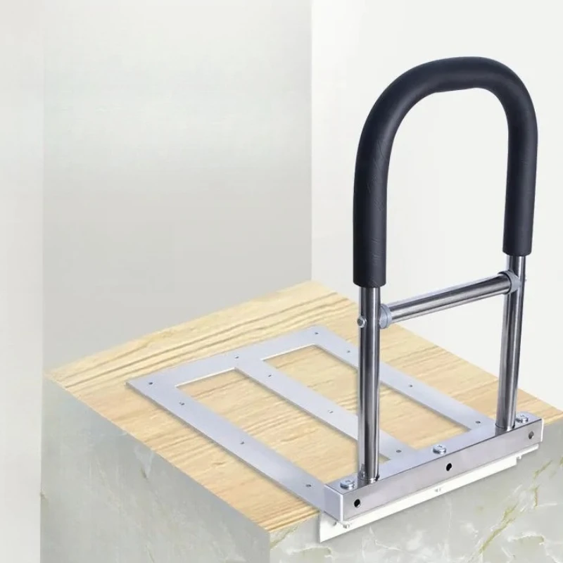 Adjustable Bedside Assist Handle, Anti-Fall Stainless Steel Bed Rail Riser for Elderly Seniors Homecare Safety Support Bar
