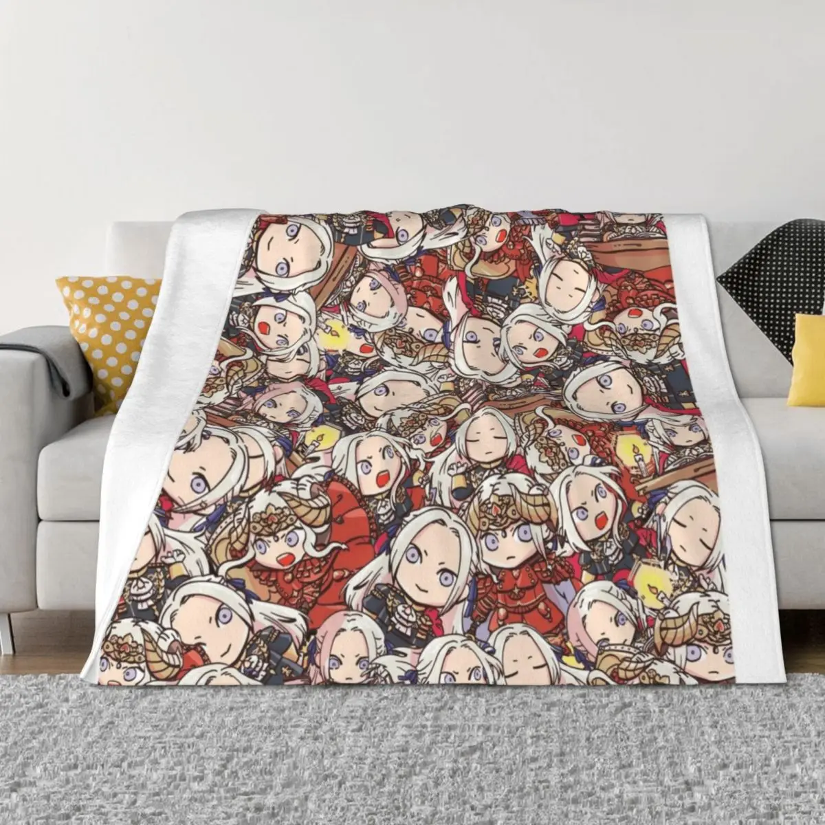 

Fire Emblem Three Houses: Chibi Edelgard Collage Throw Blanket Single sofa bed Soft Big Bed covers Blankets