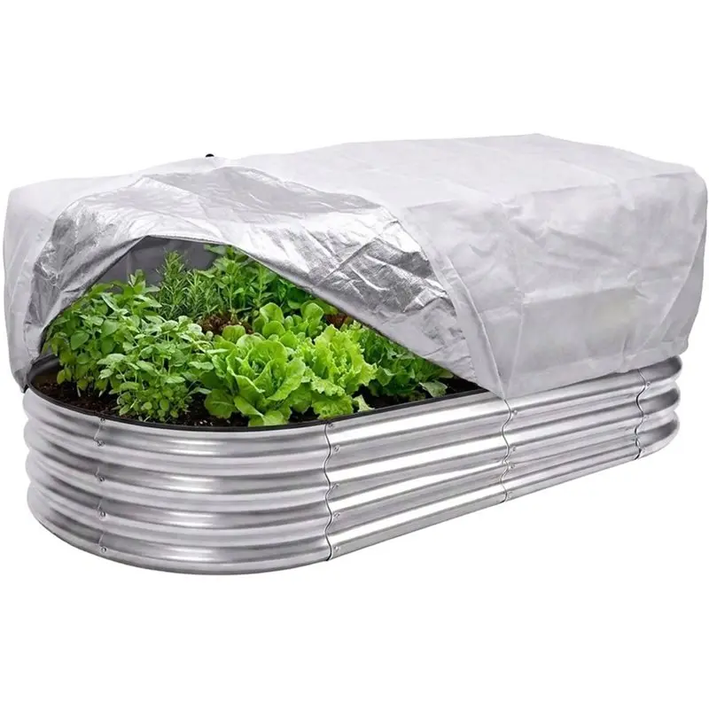 AAAN-Winter Frost Protection Plant Cover Thick Thermal Blanket For 4X2ft Raised Garden Bed Cold Guard Drawstring
