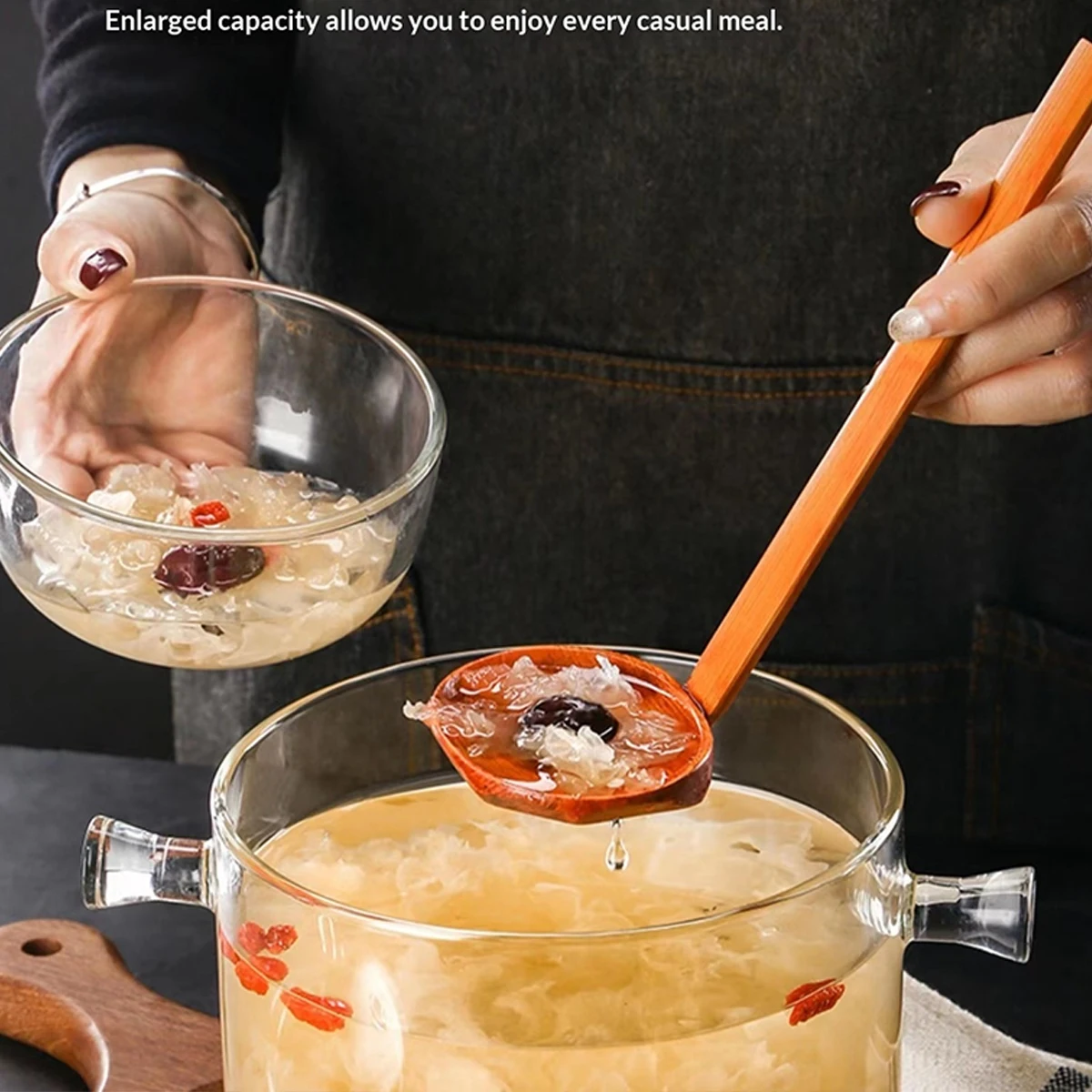 

Эстетическая стеклянная кастрюля для супа, посуда, устойчивая бинауральная кастрюля, плита для макарон, кастрюля для тушения, кастрюля, кухонные аксессуары, инструмент