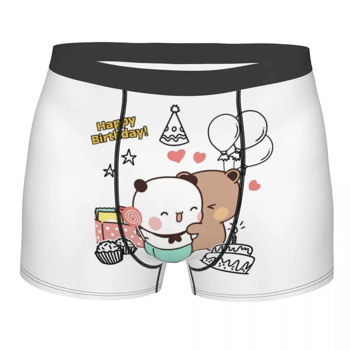 Men Happy Birthday Bubu Dudu Underwear Panda Bear Funny Boxer Briefs Shorts Panties Homme Soft Underpants