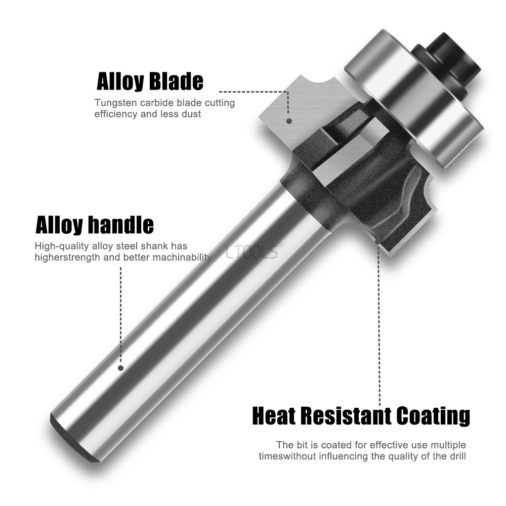 Houtbewerking Frees R1.5 Afschuining 1/4 Handvat 4-Blade Filet Cutter Vier-tand Kantenverlijming Strip Arc trimmen Cutter