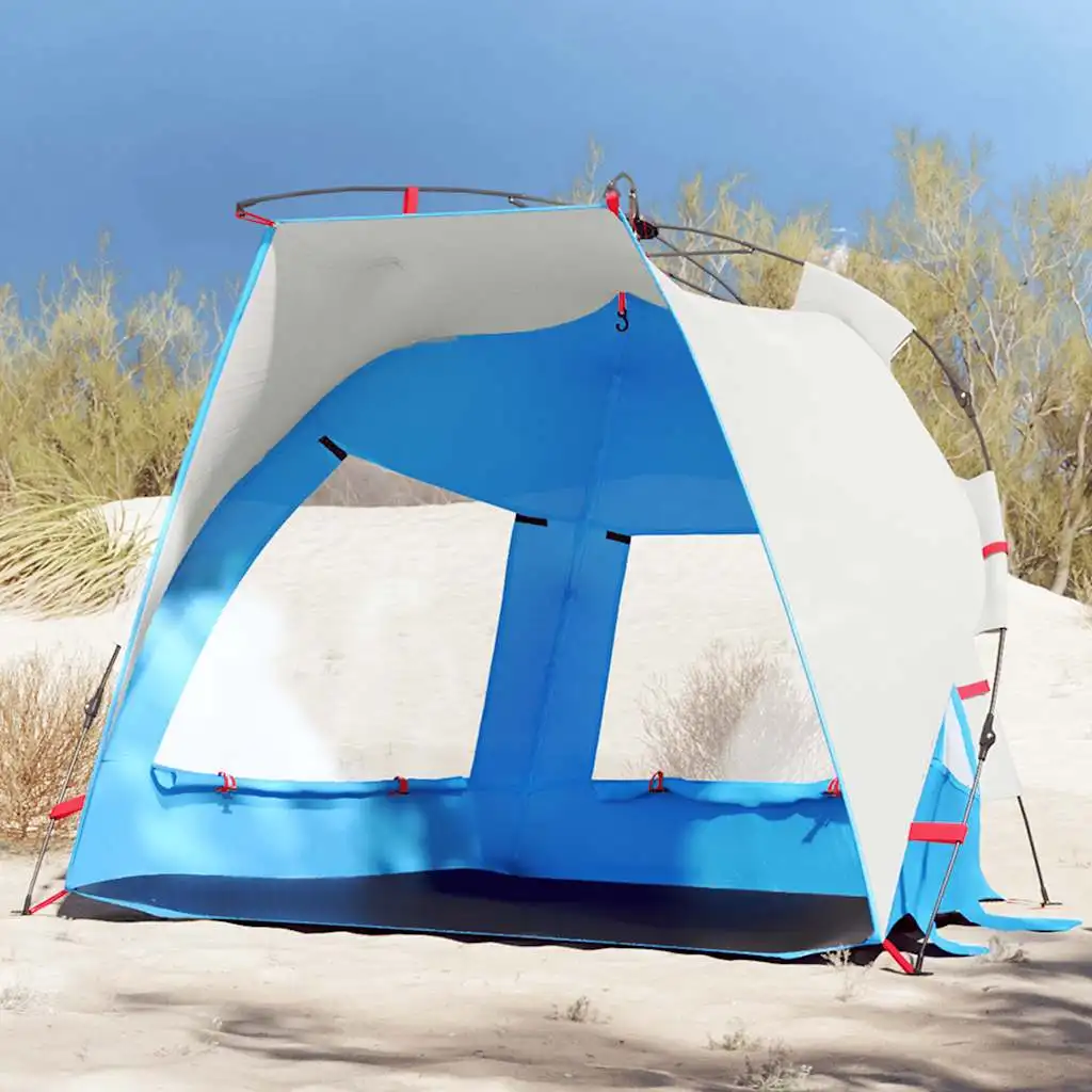 Strandzelt für 2 Personen, azurblau, Schnellmontage, wasserdicht, tragbares Familien-Campingzelt für den Außenbereich, Anti-UV-Vordach