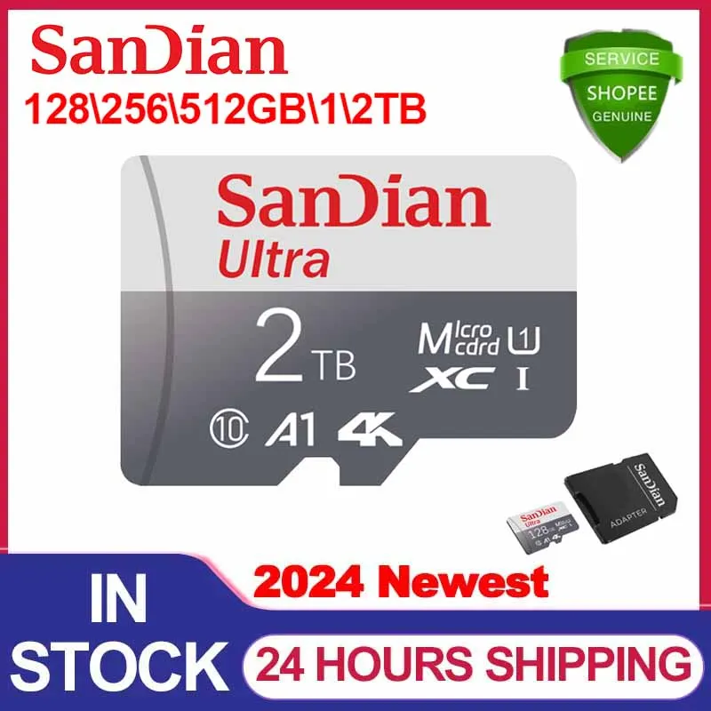 การ์ดความจำ SD 2TB 128GB 256GB 512GB Micro TF SD Card sd/tf แฟลชการ์ดความจำ128GB สำหรับโทรศัพท์/กล้อง/Ps4พร้อมอะแดปเตอร์ SD