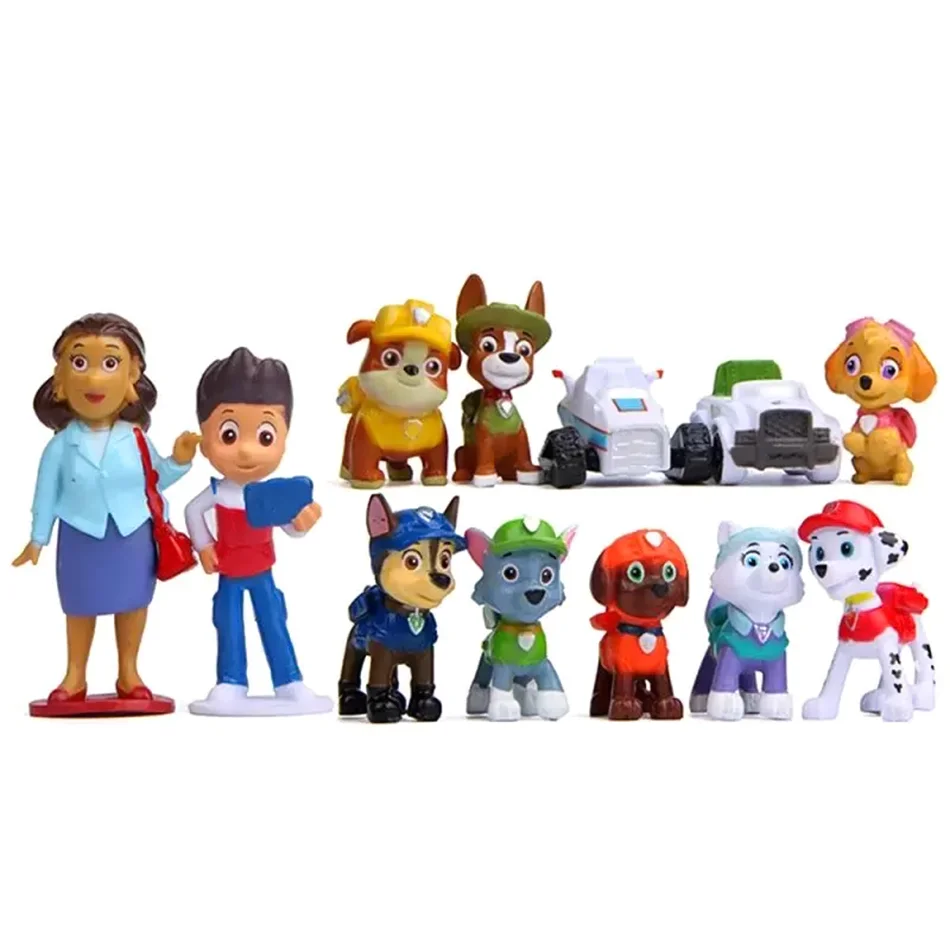 12pcs Paw Patrol Patrulla Canina Anime Action Figures Puppy Patrol Mini Dolls Kids Toy Models 4-10cm Cake Decoration Gifts