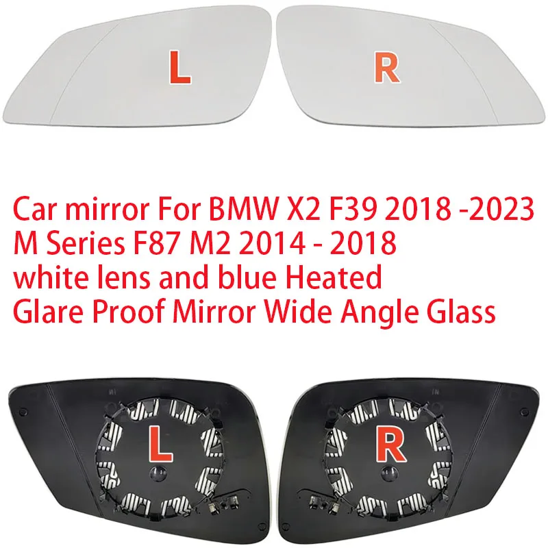 

Car mirror For BMW X2 F39 2018-2023 M Series F87 M2 2014-2018 white lens and blue Heated Glare Proof Mirror Wide Angle Glass