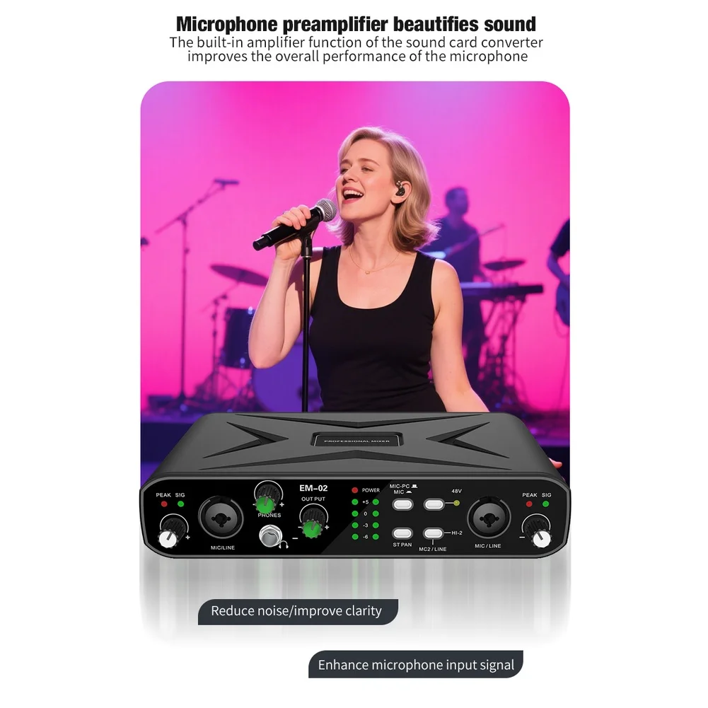 Low latency USB sound card 2 in 2 out with built-in monitoring for real time For Recording and playback applications