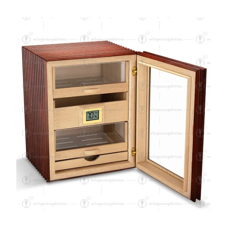 Wooden Cedar Cigar Humidor Box CH-24DI2 Large Capacity Striped Cigar Storage Moisturizing Case Cigar Holder