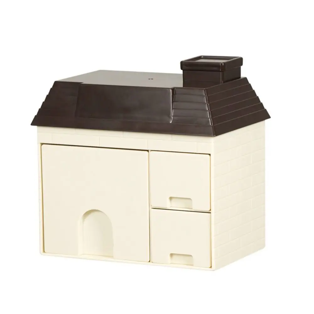 

Transparent Desktop Storage Box Visible House Shape Cosmetic Organizer Space Saving Convenient Stationery Storage Drawer