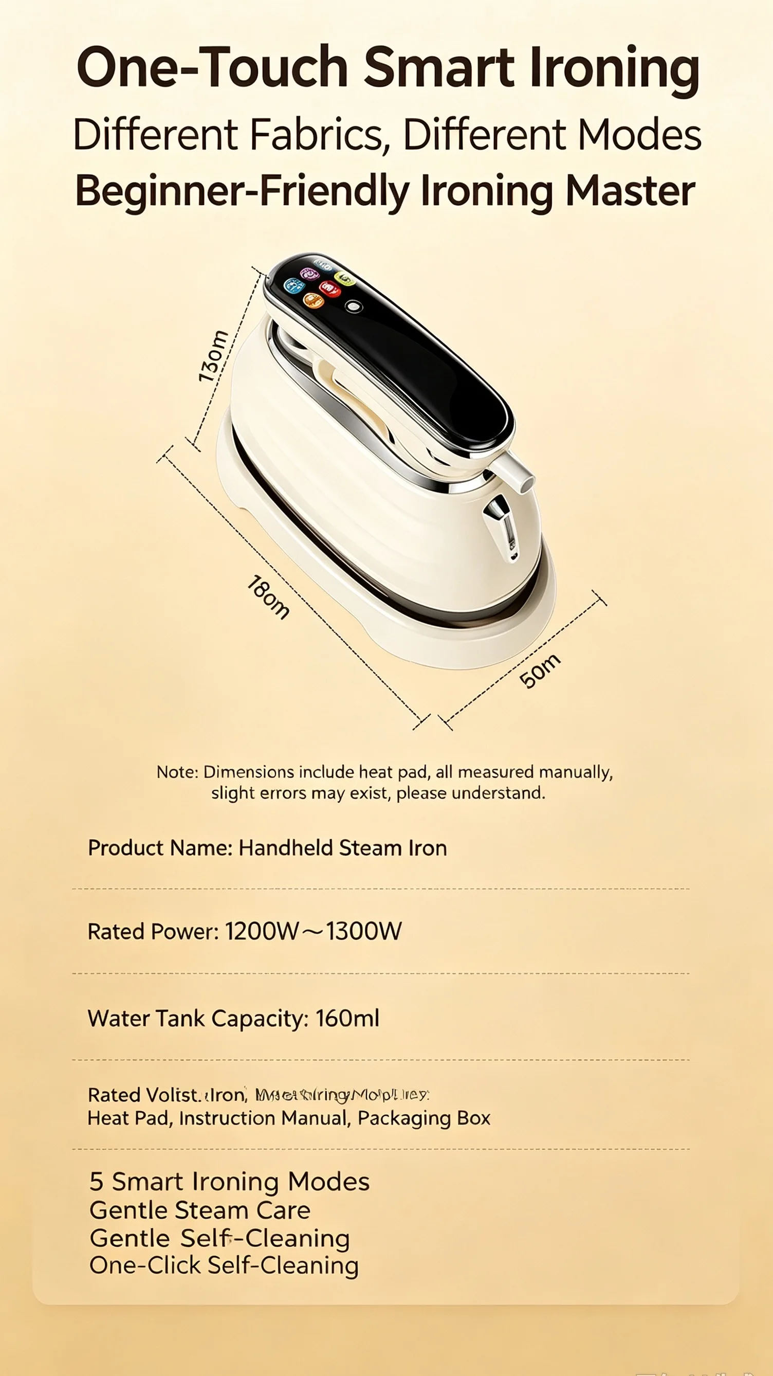Handheld Electric Iron and Garment Steamer with Digital Display Screen and Integrated Handle, High-Power Digital Display