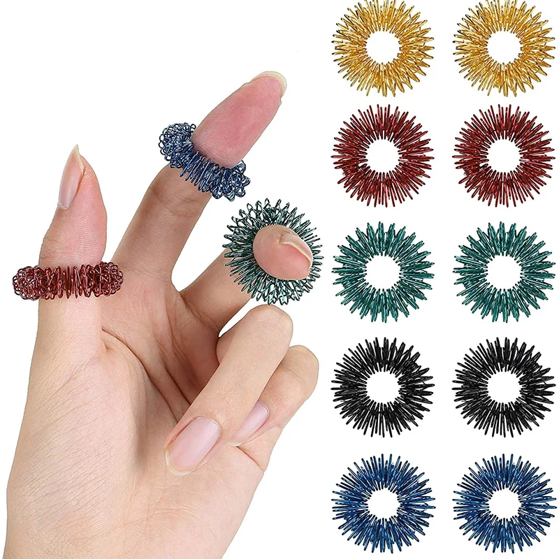 Sensory Fidget Rings Anxiety Stress Relief Toys Massager Acupressure Therapy ADHD Products For Adults Children Novelty Gift