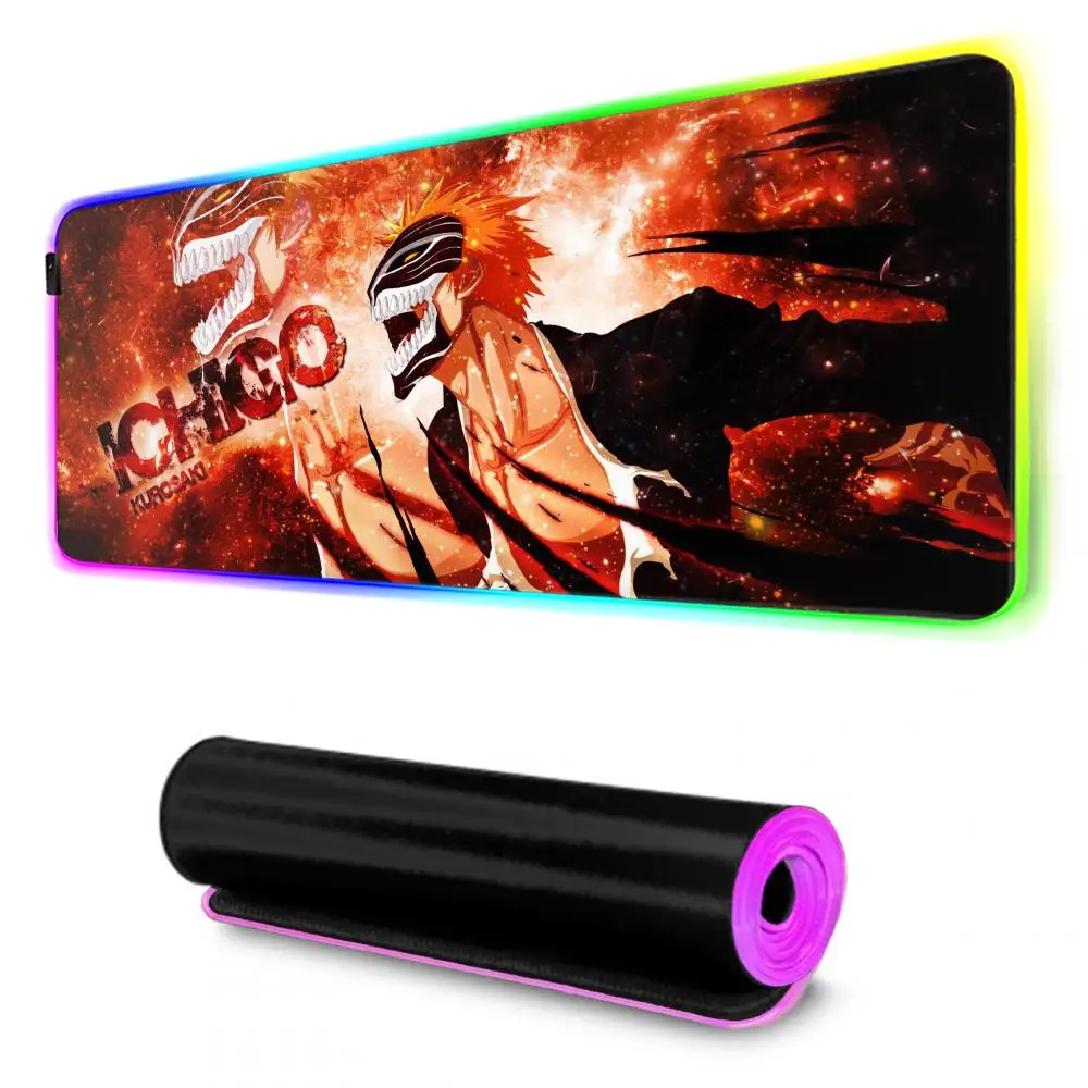 bleach Mouse Pad RGB Gaming Mousepad Big LED Pad PC Desk Mat Luminous Mouse Pad Large Keyboard Mats Table Rug With Backlit