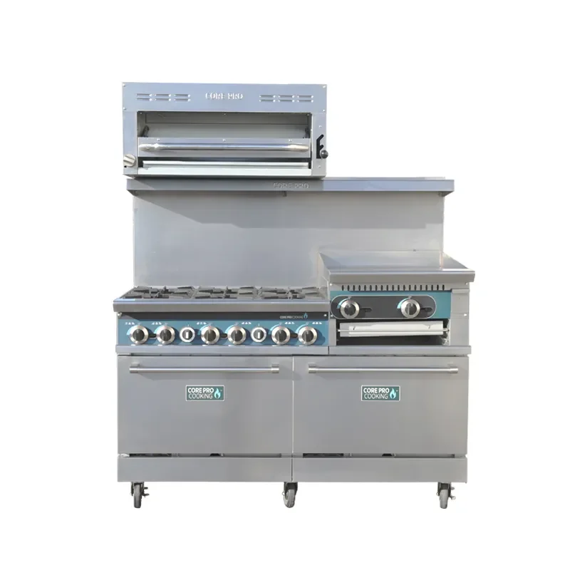 ETL Commercial Standing 6 Burner Gas Stove With Grill Griddle Industrial Gas Stove With Oven With Salamanda Cooking Machines