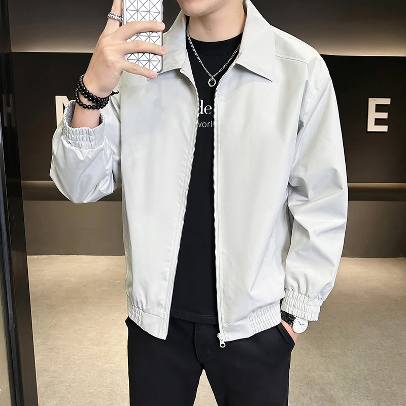 

Solid Color Loose Jacket Winter Stand Up Collar New Patchwork Zipper Pocket Commuting Long Sleeved Men Fashionable Autumn Coat