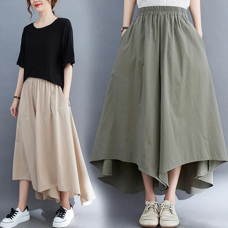 

Цветные повседневные брюки больших размеров, юбка трапециевидной формы с эластичной резинкой на талии, широкие брюки, большие бедра, брюки на семь футов, удобная посадка