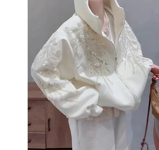 글리터 후드 스웨트셔츠 재킷 봄 신상 다용도 단색 상의