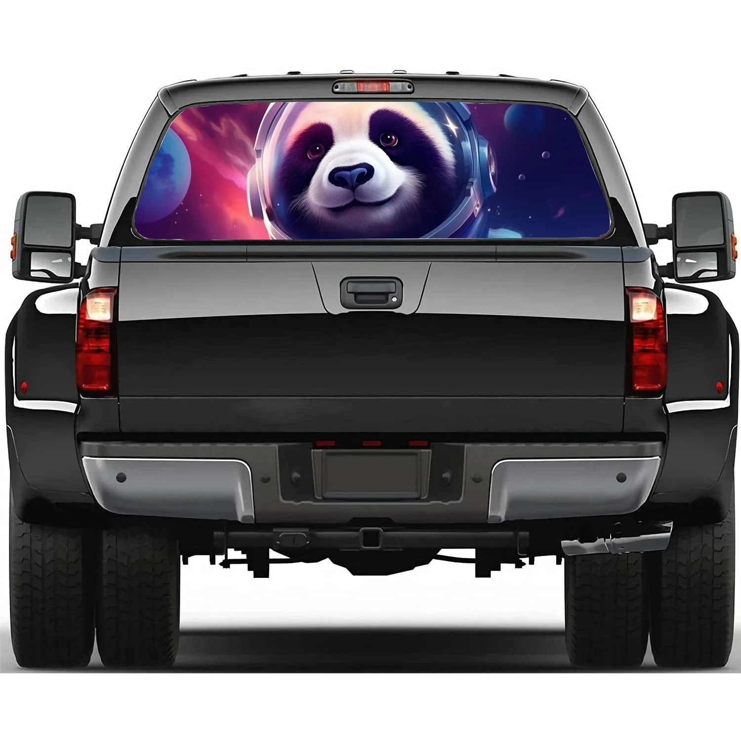 

Panda in Outer Space Car Rear Window Decal Fit Pickup,Truck,Car Universal See Through Perforated Back Windows Vinyl Sticker