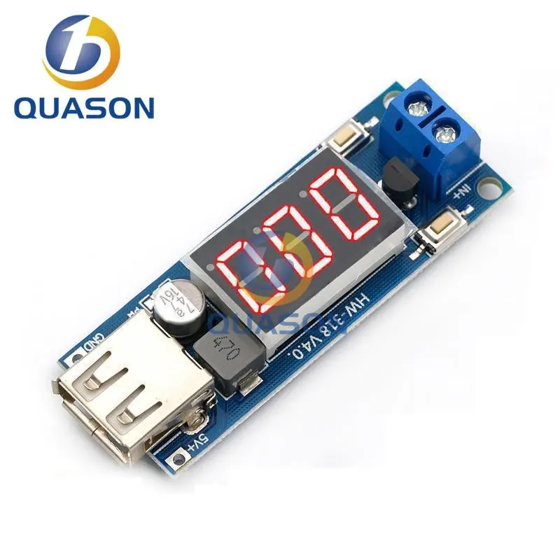 USB CAR Charger LED Step Down Buck Converter Voltmeter Module Low Power DC 4.5-40V To 5V 2A High Efficiency Low Ripple Board