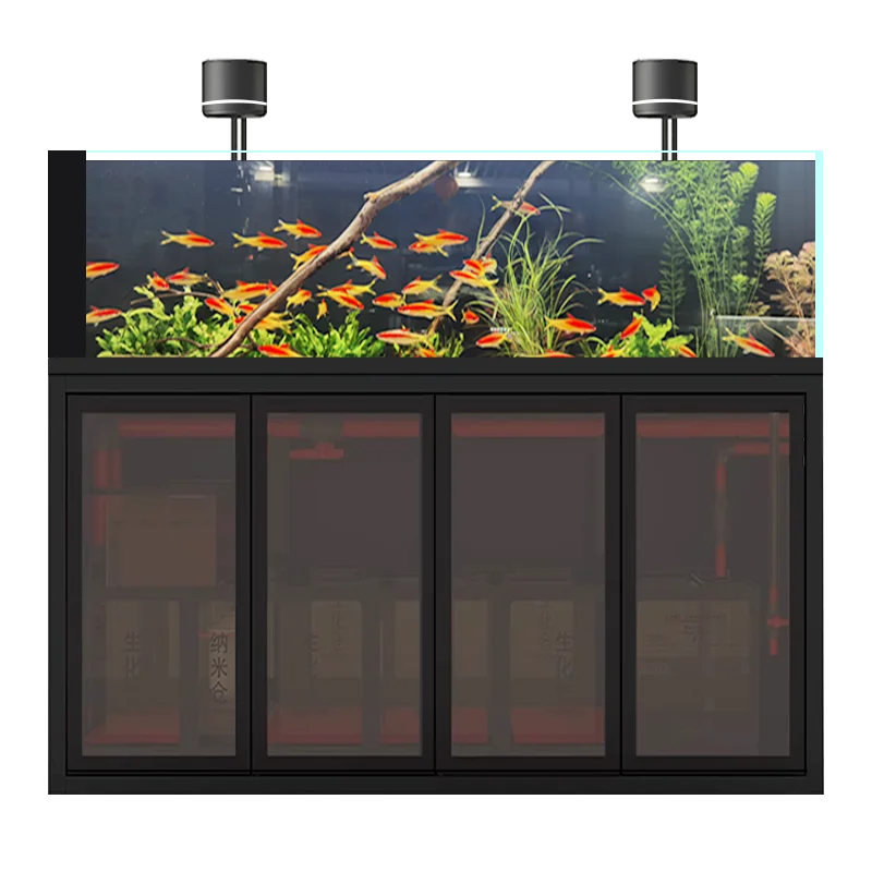 Fish tank aquarium tank bottom filter living room glass Lanshou stream tank bag back overflow ecological sea view 4