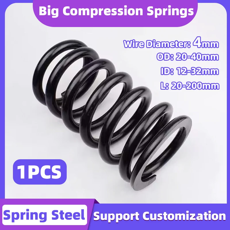 Creamily 1PCS Big Shock Absorbing Steel Compression Spring Return Cylindrical Spiral Spring Wire Diameter4mm OD20-40mm L20-200mm