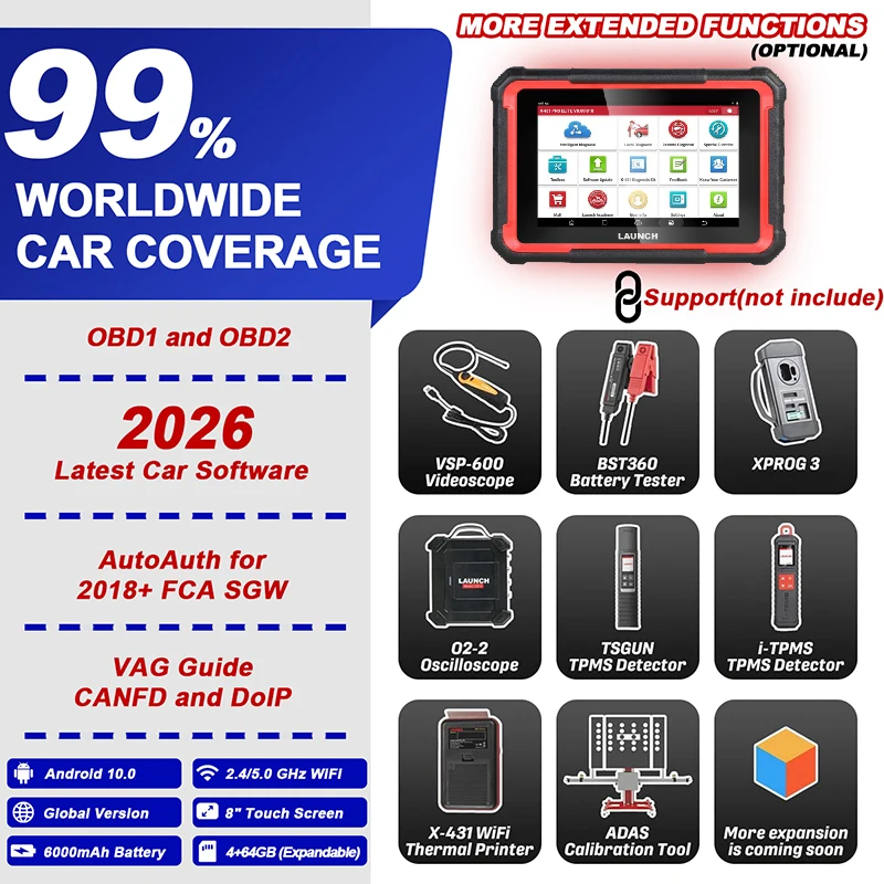 LAUNCH X431 PRO ELITE OBD2 Scanner Full System Car Diagnostic Tool CAN FD DOIP ECU Code Active Test 38+ Reset Automotive Scanner view 6