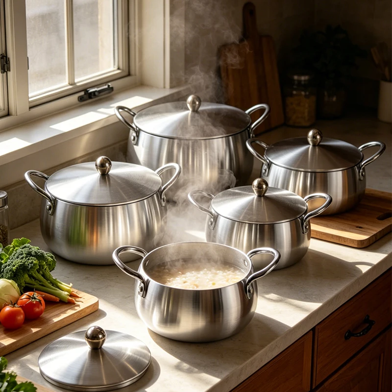 16/18/20/22/24 cm Belly Shape Aluminum Cooking Pot Kitchen Casseroles Cookware Set Large Diameter Deep Pot for Stewing