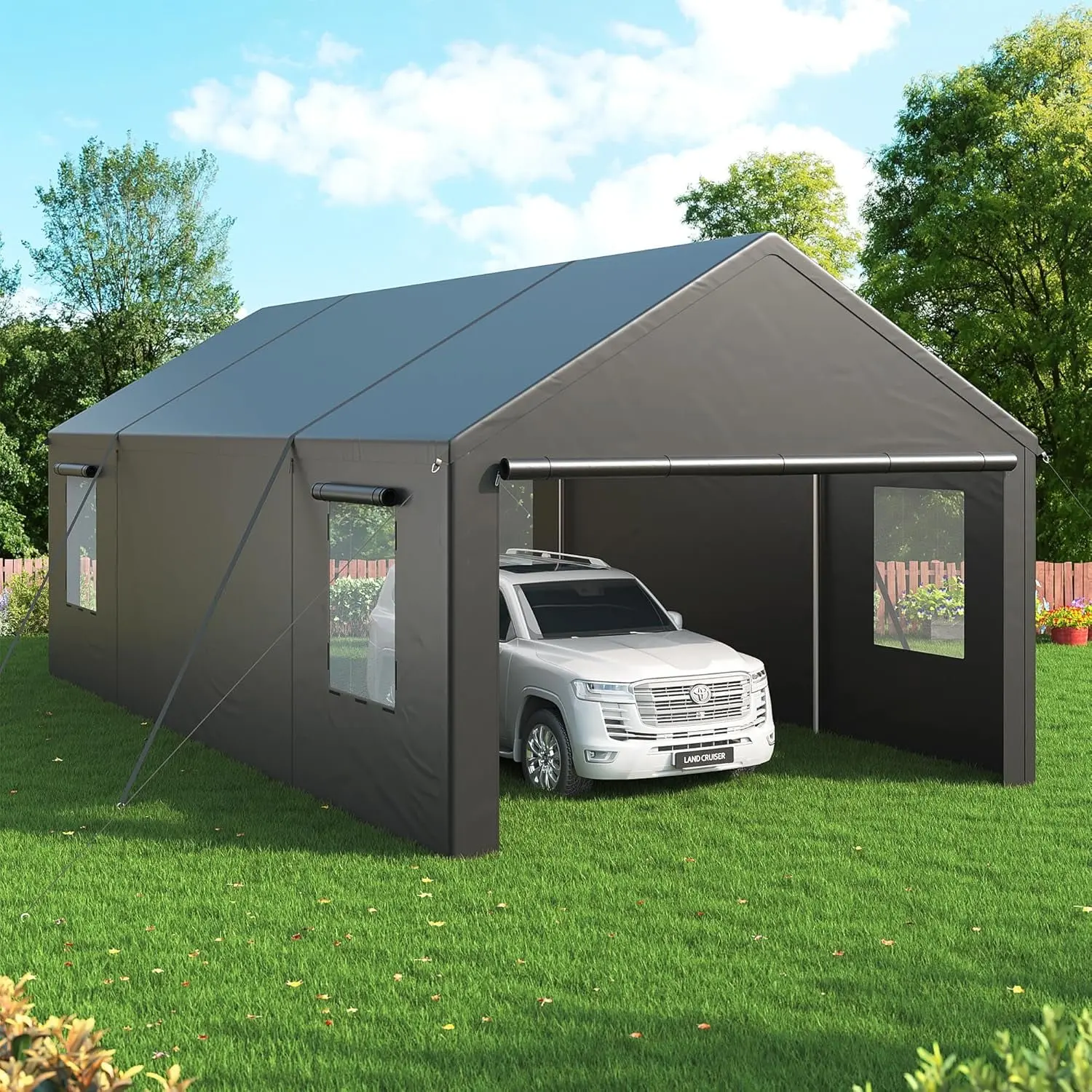

VIWAT 12x20/13x25/20x20/FT Heavy Duty Carport Reinforced w/ Side Door Shelter for All Vehicles for Backyard Patio Lawn