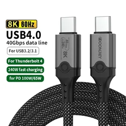 240W USB4 Cable Thunderbolt 4 Type C PD 240W Fast Charging Cable Thunderbolt3 USB C to C Data Transfer Cable For eGPU 2024 New