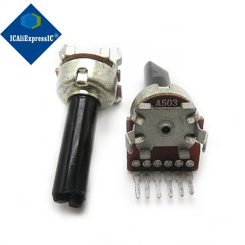 1pcs/lot RK1212G vertical double volume potentiometer B503 B50K / rachis white shell handle length 10mm 13mm In Stock