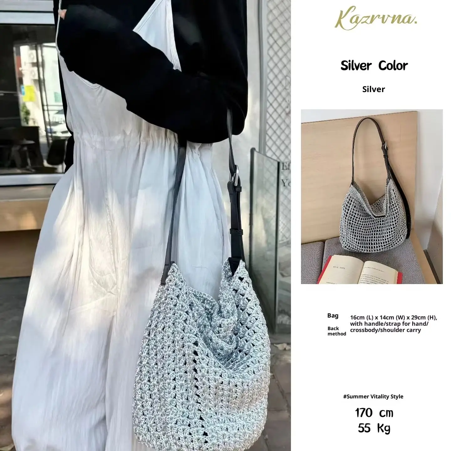 Casual Fashion Summer Single-Shoulder Crossbody Bag, Adjustable Strap, Large Capacity Women's handbag for beach holiday