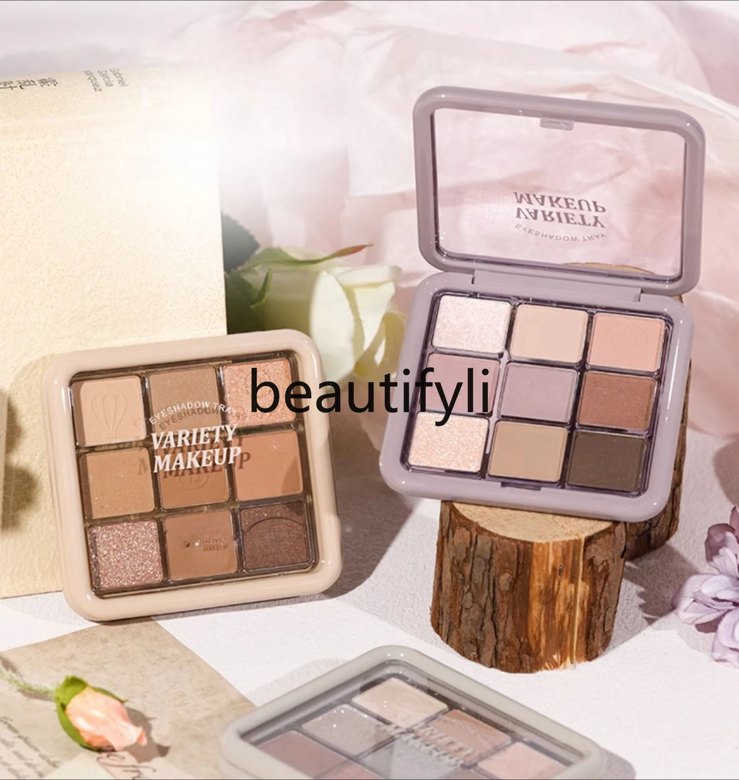 Nine-color eyeshadow disc, earth color, matte, highlight, grooming, all-in-one disc, color, daily light makeup.