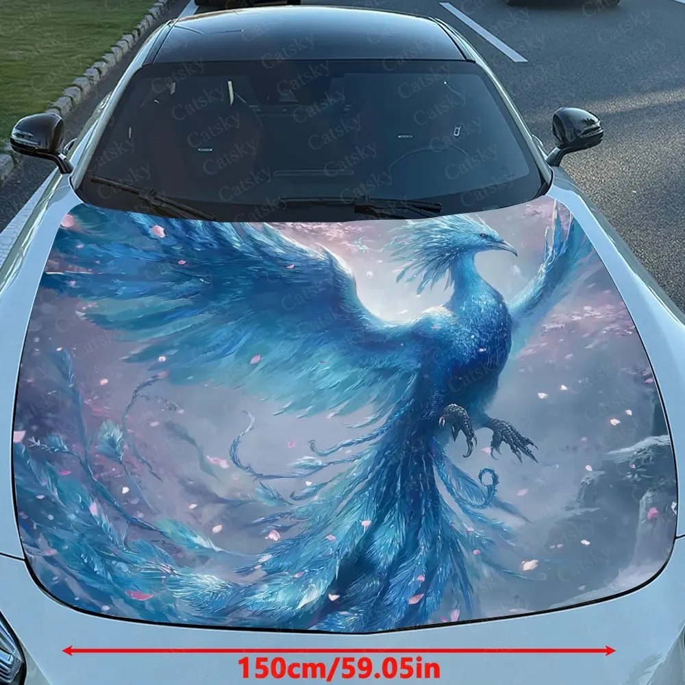 Blue Phoenix Car Hood Decorative Stickers, Waterproof And Wear-resistant Stickers, Decorative Scratch Stickers, Multi-purpose St
