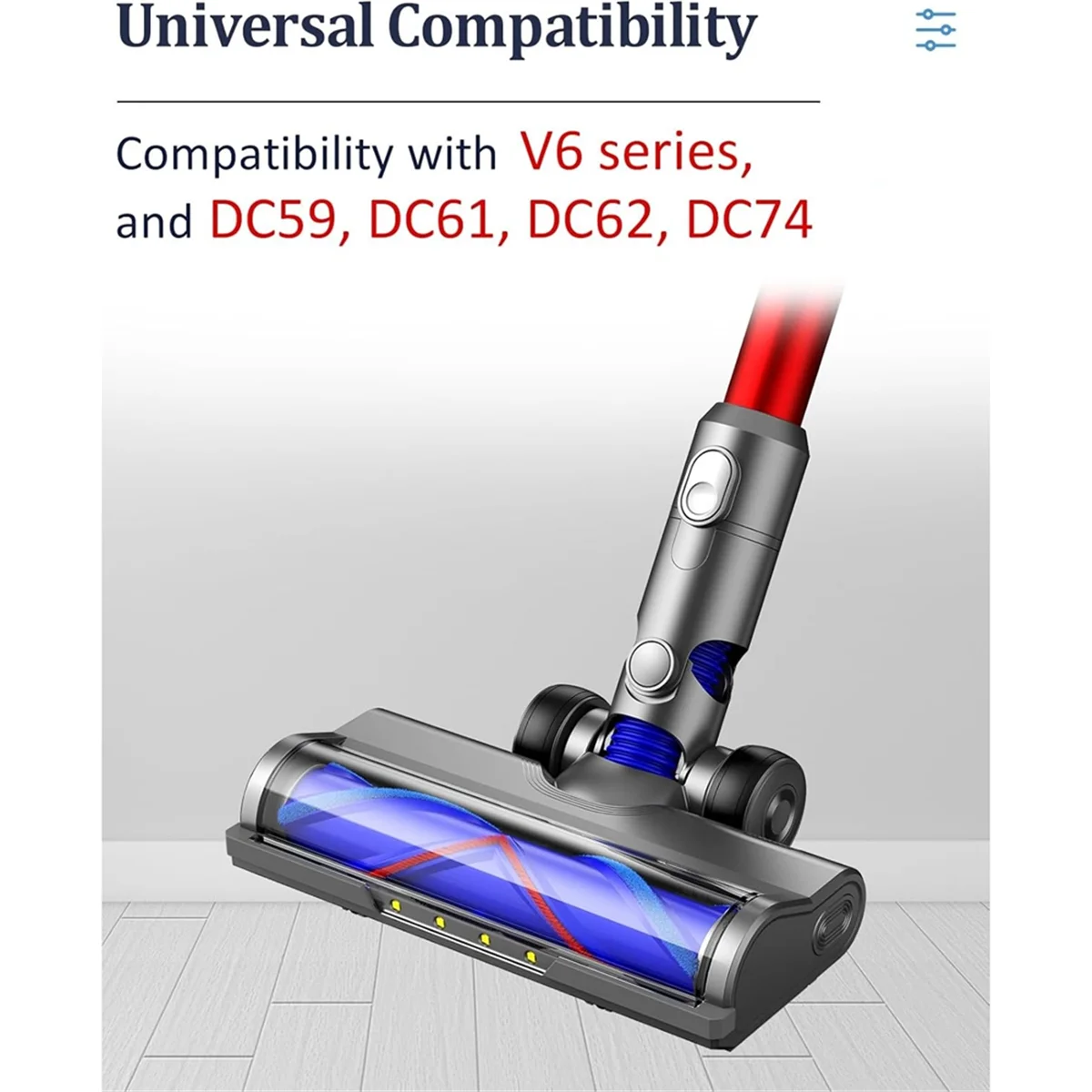 Quick-Release Motor Head Cleaner Brush for Dyson V6 DC58 DC59 DC62 DC72 DC74 Vacuum Attachment with Dust LED Lights SQ