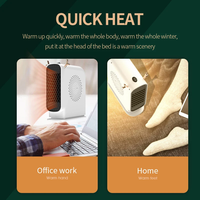 Aquecedor de aquecimento rápido elétrico portátil para quarto, fogão doméstico, ventilador de ar do escritório do desktop, ventilador quente, novo