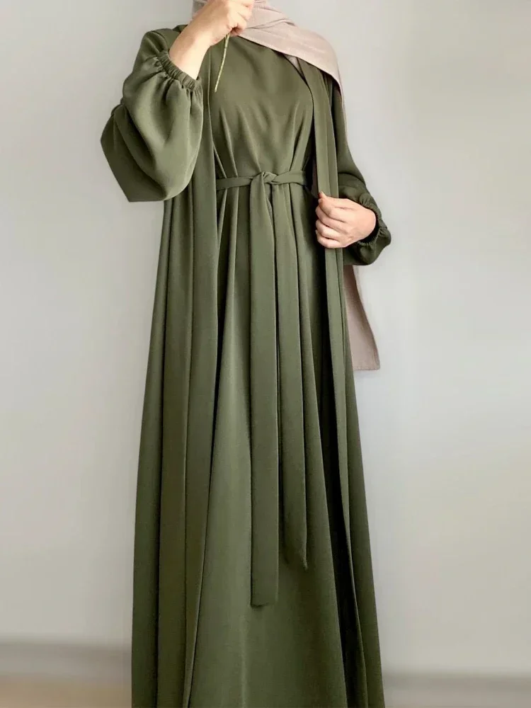 Eid 2025 vestido Abaya musulmán para mujer conjunto de 3 piezas con Hijab Ramadán Jalabiya Musulman caftán marroquí islámico bata árabe 2025